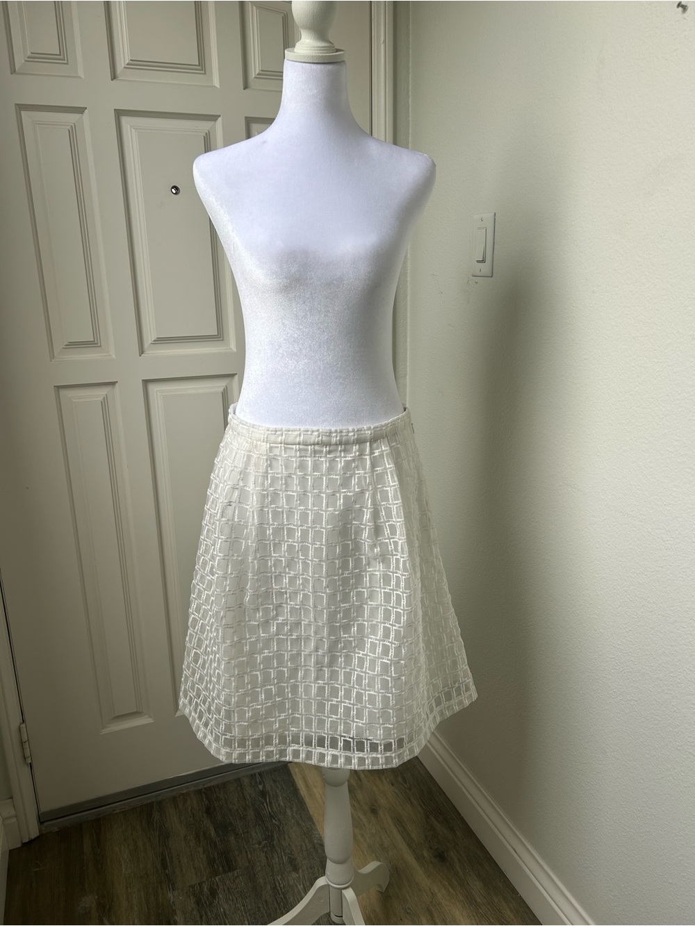 Jessica Simpson White Textured Grid A-Line Skirt Size 10